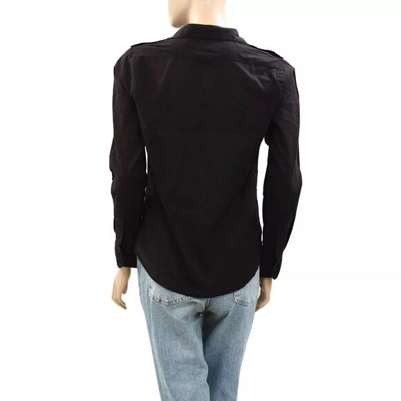 Nili Lotan Jora Tunic Shirt Top Cotton Long Sleeve Buttondown Black L NEW 283766 - Picture 8 of 9